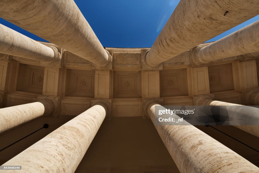View of the Bernini's Colonnade from the bottom to the top