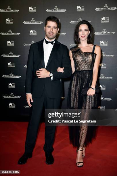 Deputy CEO of Jaeger-LeCoultre Geoffroy Lefebvre and Rebecca Hall arrive for the Jaeger-LeCoultre Gala Dinner during the 74th Venice International...