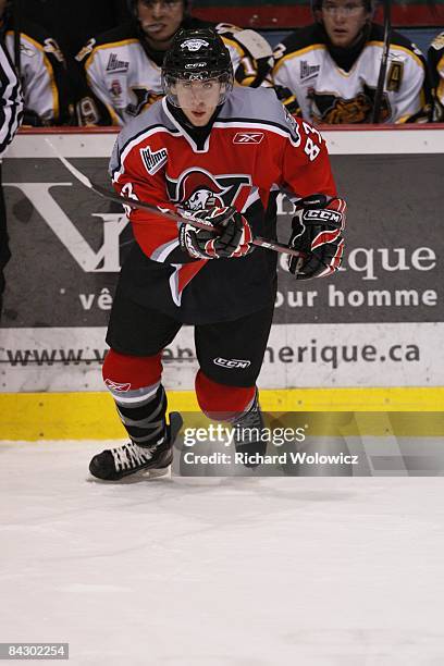 Christopher DiDomenico of the Drummondville Voltigeurs skates during the game against the Victoriaville Tigres at the Centre Marcel Dionne on January...