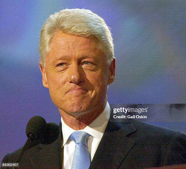 Former President Bill Clinton speaks during the Democratic National Convention, Monday, July 26, 2004 in Boston, Massachusetts.