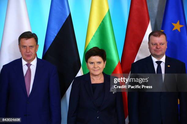 Prime Ministers of Lithuania Saulius Skvernelis and of Latvia Maris Kucinskis arrived for official visit of Baltic states to Primer Beata Szydlo in...