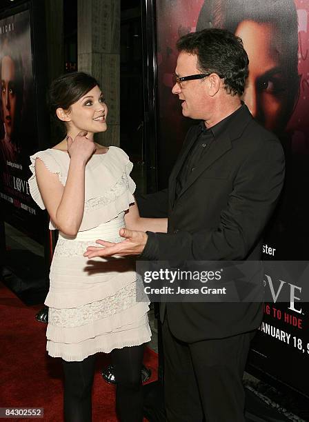 Actors Ginnifer Goodwin and Tom Hanks attend the 3rd season Los Angeles premiere of HBO's "Big Love" held at The Cinerama Dome on January 14, 2009 in...