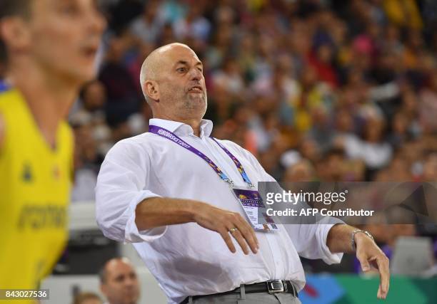 Hungary's Coach Stojan Ivkovic the Group C basketball match of the FIBA Eurobasket 2017 between Romania and Hungary in Cluj Napoca city September 5,...