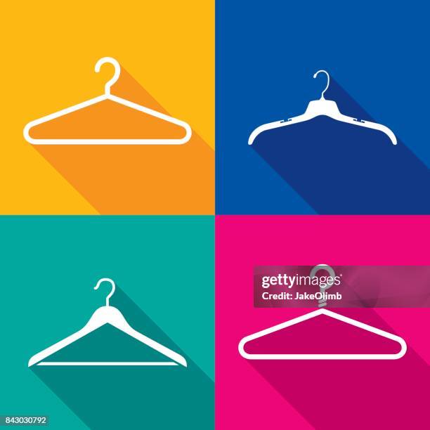 stockillustraties, clipart, cartoons en iconen met kapstok pictogrammenset silhouet - kledinghanger