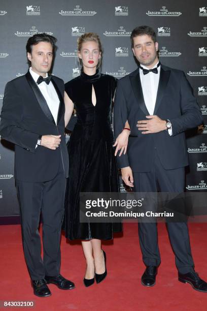 Matteo Ceccarini,Eva Riccobono and Deputy CEO of Jaeger-LeCoultre Geoffroy Lefebvre arrive for the Jaeger-LeCoultre Gala Dinner during the 74th...