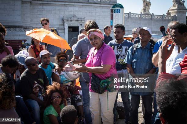 Evicted refugees from Madonna's square in Loreto, in Rome, Italy on 5 September 2017, moved from the gardens next to Piazza Venezia, the refugees who...