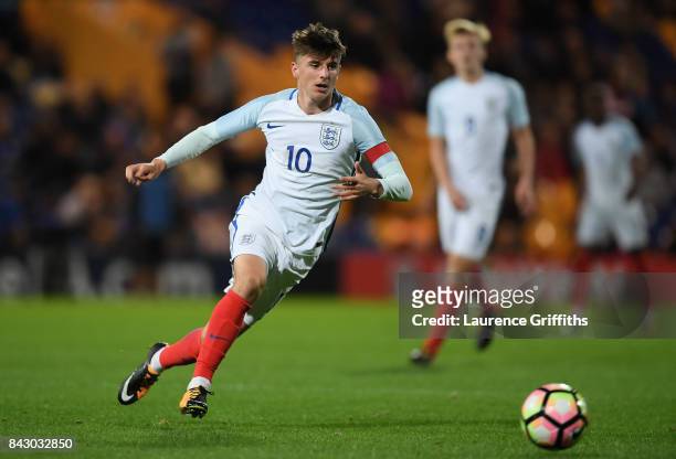 Mason Mount of England during the U19 International match between England and Germany at One Call Stadium on September 5, 2017 in Mansfield, England.