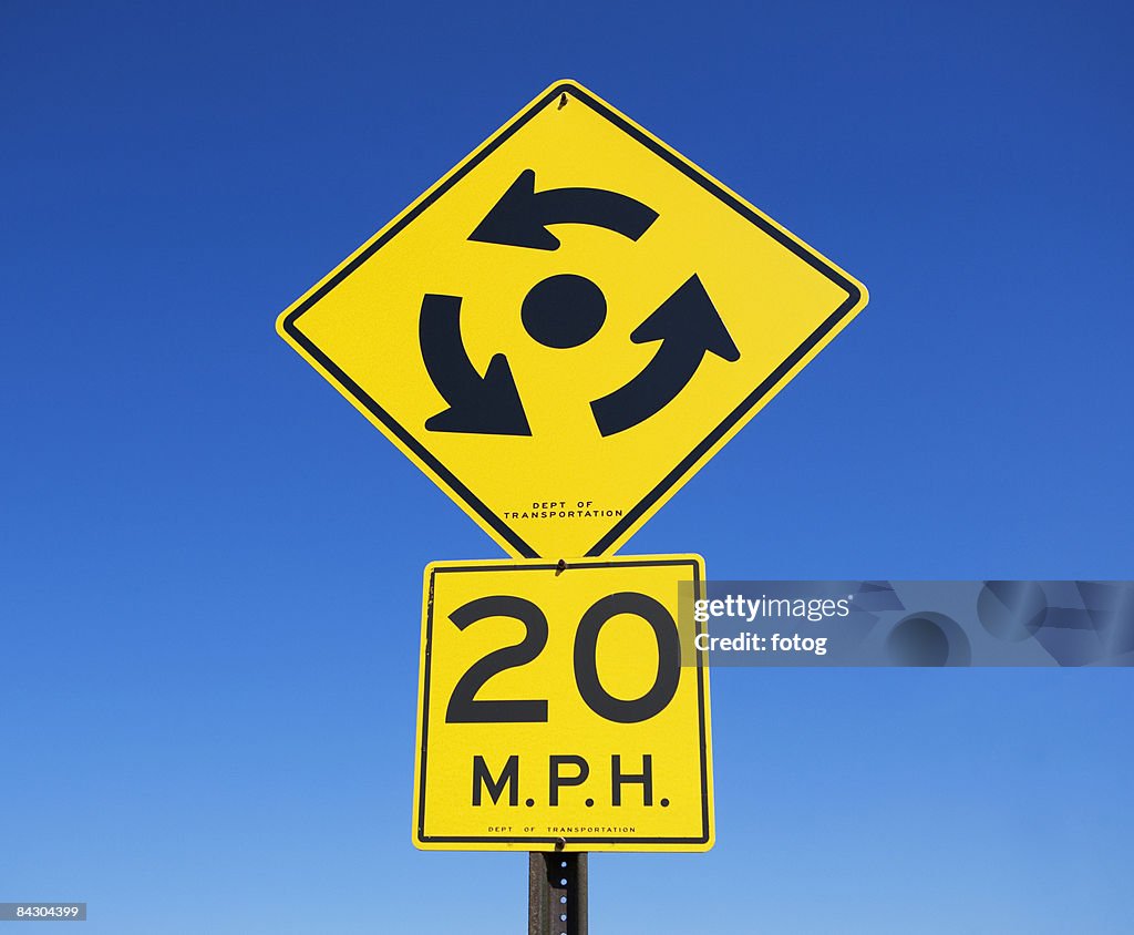 Roundabout Signs Example Traffic Sign For Roundabout High-Res Stock Photo - Getty Images