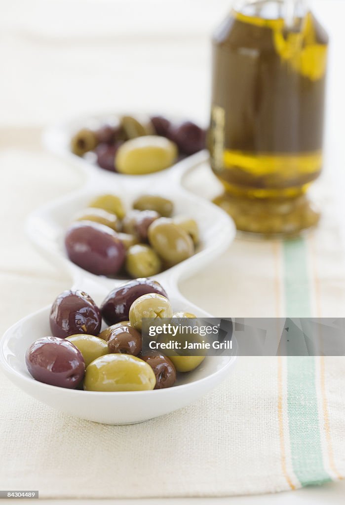 Serving bowl of assorted olives