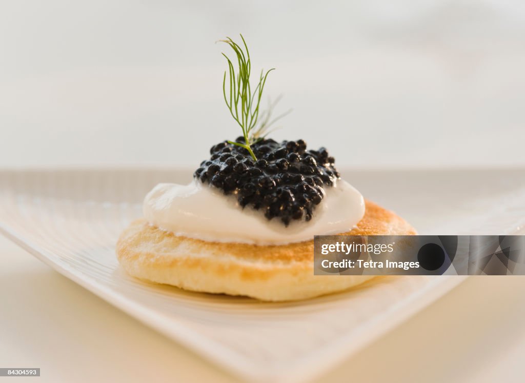 Close up of caviar appetizer