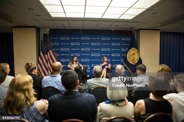 Moderator Betsy Fischer Martin, Co-Chair of the NPC Headliners Committee, appears with former CBS News Correspondent Sharyl Attkisson, author of The...