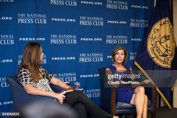 Moderator Betsy Fischer Martin, Co-Chair of the NPC Headliners Committee, appears with former CBS News Correspondent Sharyl Attkisson, author of The...