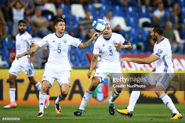 Maor Melikson and Tal Ben Haim of Israel during FIFA World Cup Qualifier Group G match between Italy and Israel at Mapei Stadium in Reggio Emilia,...