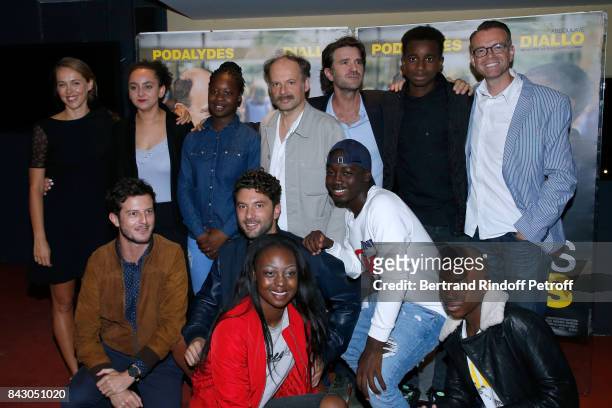 Team of the movie : actor Denis Podalydes, director Olivier Ayache-Vidal, actor Abdoulaye Diallo and others actors attend the "Les grands Esprits"...