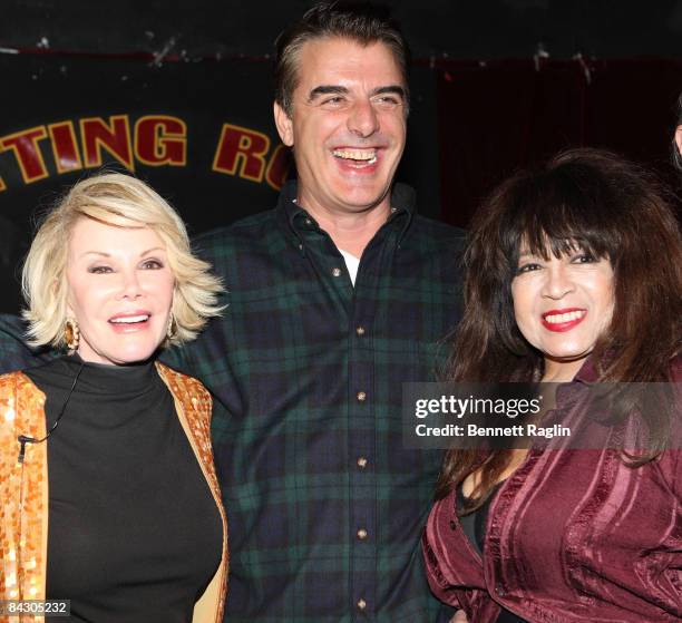 Comedian Joan Rivers, actor Chris Noth and Recording artist Ronnie Spector attend the closing night of The Cutting Room on January 13, 2009 in New...