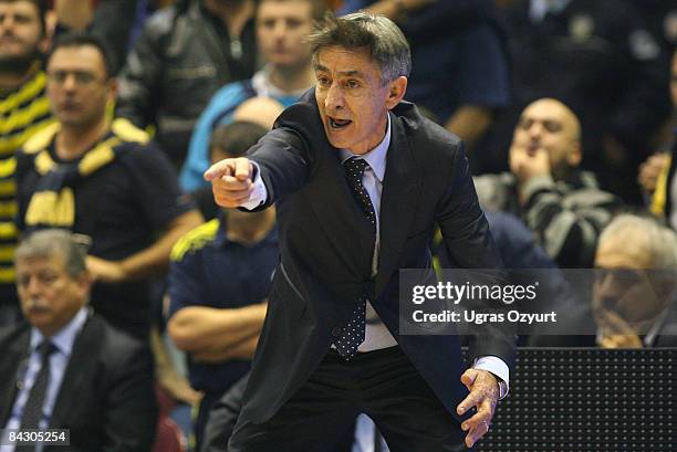 Bogdan Tanjevic, Head Coach of Fenerbahce Ulker in action during the Euroleague Basketball Game 10 match between Fenerbahce Ulker Istanbul v...