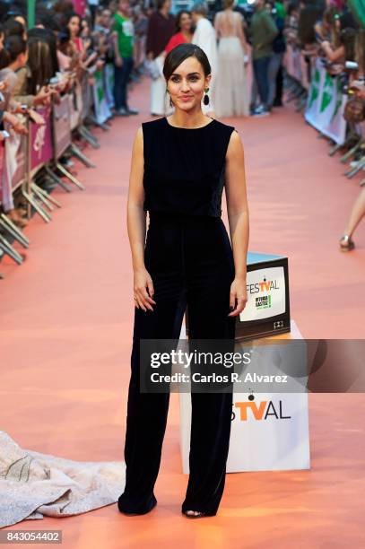 Spanish actress Megan Montaner attends 'Velvet Colecction' premiere at the Principal Teather during the FesTVal 2017 on September 5, 2017 in...