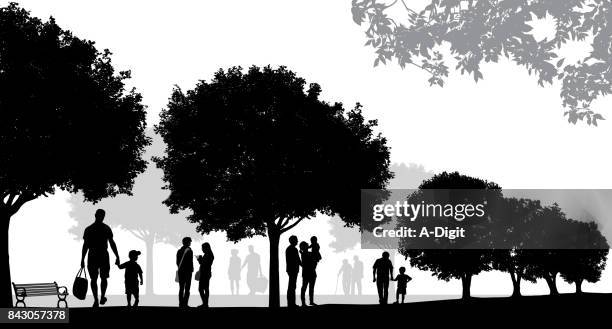 sommer-parks - horizont über land stock-grafiken, -clipart, -cartoons und -symbole