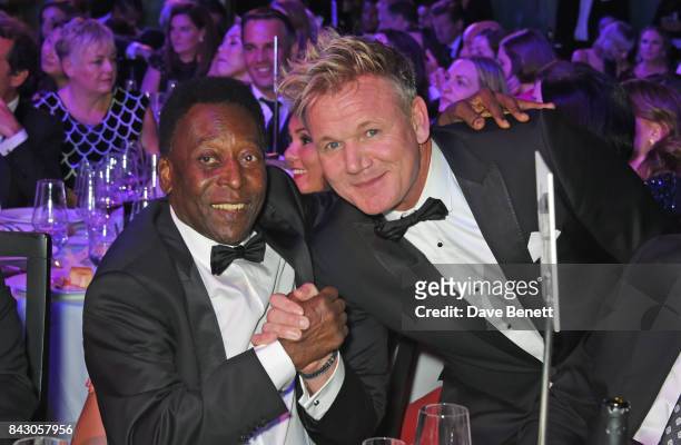 Pele and Gordon Ramsay attend the GQ Men Of The Year Awards at the Tate Modern on September 5, 2017 in London, England.