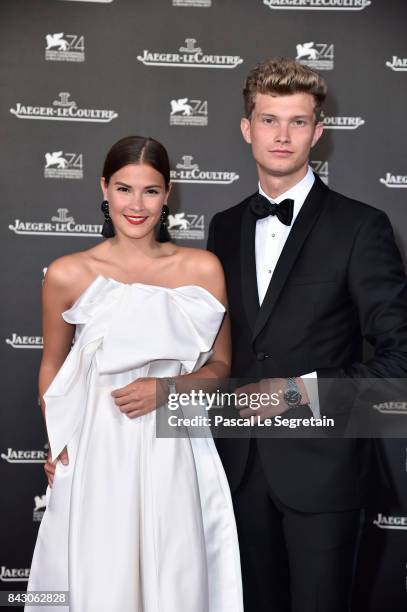 Nina Schwichtenberg and Patrick Kahlo arrive for the Jaeger-LeCoultre Gala Dinner during the 74th Venice International Film Festival at Arsenale on...