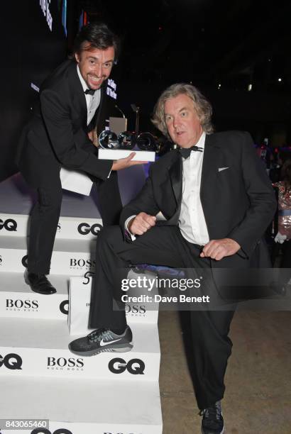 Richard Hammond and James May, winners of the TV Personality of the Year award for "The Grand Tour", attend the GQ Men Of The Year Awards at the Tate...