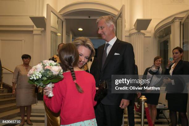 King Philippe of Belgium and Queen Mathilde of Belgium attend the opera Pinocchio at the Royal Monnaie on September 5, 2017 in Brussels, Belgium.