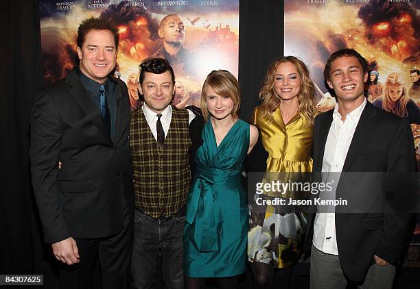 Brendan Fraser, Andy Serkis, Eliza Hope Bennett, Sienna Guillory and Rafi Gavron attend the premiere of "Inkheart" at the AMC Loews Lincoln Square 13...