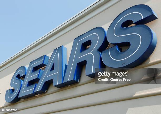 Sign hangs on the side of the Sears store on September 5, 2017 in Provo, Utah. The Sears store which has been open for decades in Provo is one of...