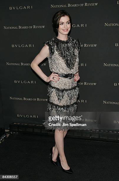 Actress Anne Hathaway attends the 2008 National Board of Review of Motion Pictures Awards Gala at Cipriani's 42nd Street on January 14, 2009 in New...