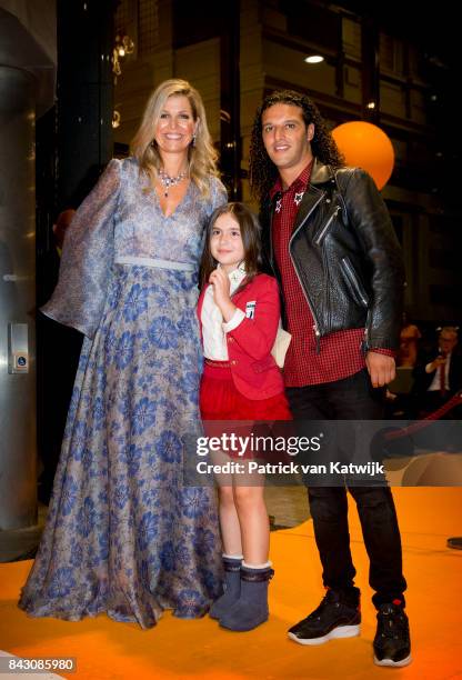 Queen Maxima of The Netherlands with Dutch rapper Ali B attends the benefit gala dinner for the Princess Maxima Center for childrenÕs oncology in the...