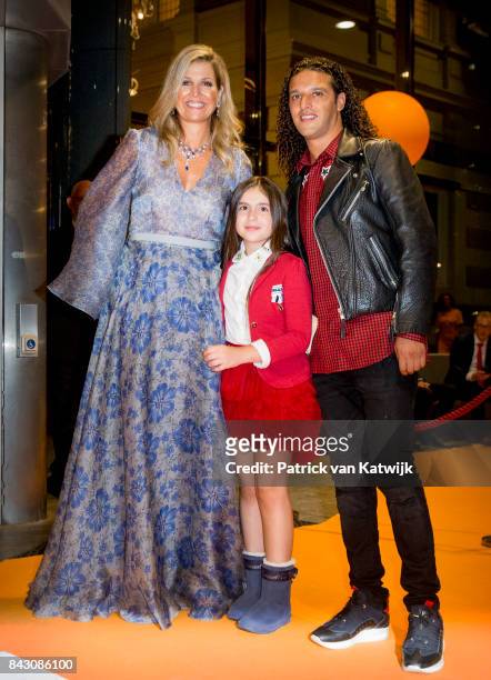 Queen Maxima of The Netherlands with Dutch rapper Ali B attends the benefit gala dinner for the Princess Maxima Center for childrenÕs oncology in the...