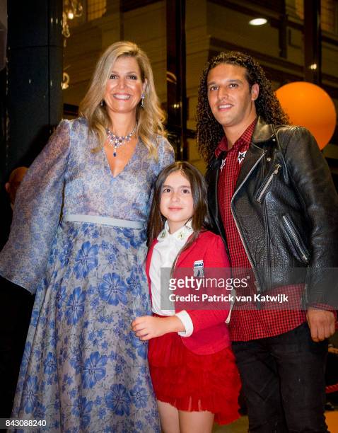Queen Maxima of The Netherlands with Dutch rapper Ali B attends the benefit gala dinner for the Princess Maxima Center for childrenÕs oncology in the...
