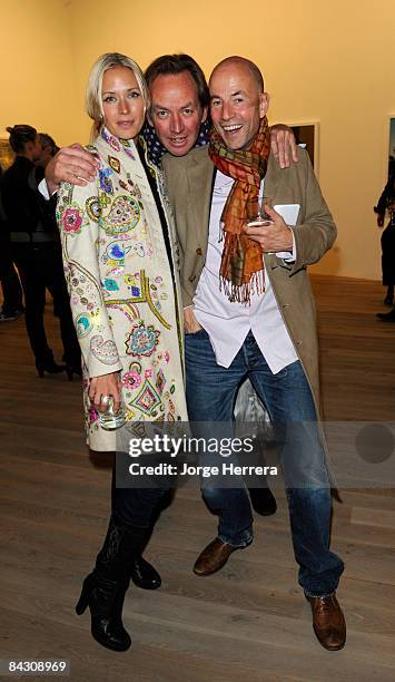 Caroline Becker, Nicholas Alvis Vega and Dietrich Becker attends the Tierney Gearon reception at Phillips de Pury on January 14, 2009 in London,...