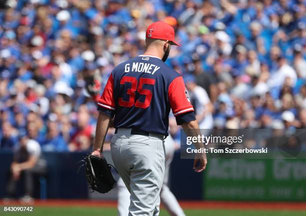 The nickname on the back of the jersey of Dillon Gee of the Minnesota Twins on Players Weekend during MLB game action against the Toronto Blue Jays...