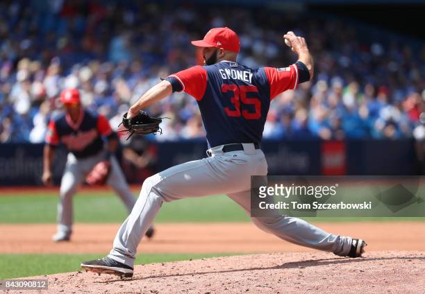 Dillon Gee of the Minnesota Twins delivers a pitch in the fourth inning during MLB game action against the Toronto Blue Jays at Rogers Centre on...