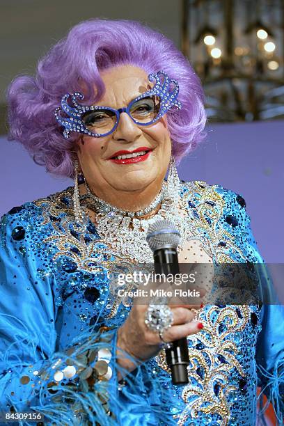 Dame Edna Everage during the official launch of MAC cosmetics at the David Jones Elizabeth Street Store on January 16, 2009 in Sydney, Australia.