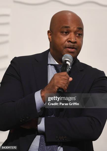 Kwanza Hall speaks onstage at 2017 ONE Music Fest - Atlanta Mayoral Forum at Loudermilk Conference Center on September 5, 2017 in Atlanta, Georgia.