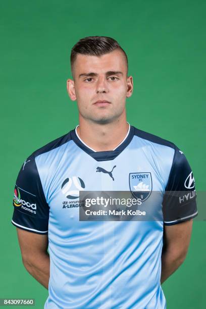 Christopher Zuvela poses during the Sydney FC A-League headshots session at Macquarie University on September 5, 2017 in Sydney, Australia.