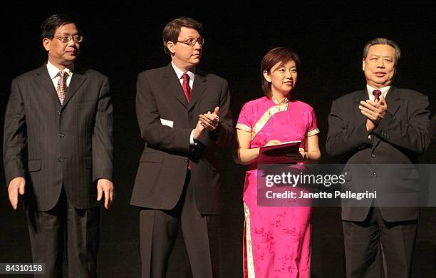 Executive Producer Mr Li Zhixiang, Executive Producer Robert Nederlander Jr, Head of Asian Marketing Wei Zhou and New York Chinese Consulate Consul...