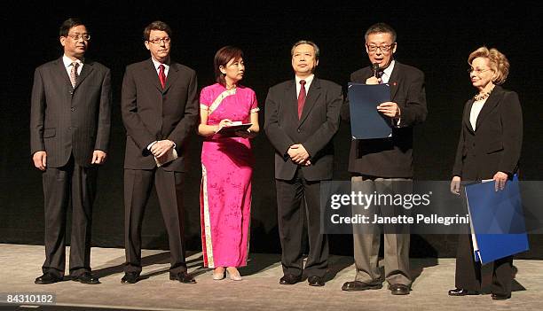 Executive Producer Mr Li Zhixiang, Executive Producer Robert Nederlander Jr, Head of Asian Marketing Wei Zhou, New York Chinese Consulate Consul...