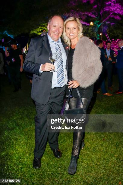 Rainer Schaefer and German presenter Carola Ferstl attends the Summer Reception Of VPRT Organization at LV Niedersachsen on September 5, 2017 in...