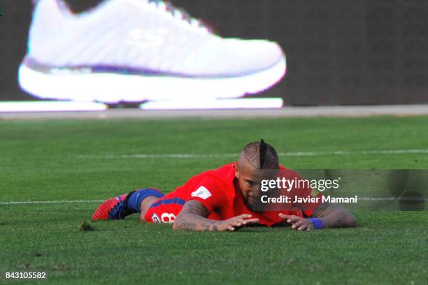 Arturo Vidal of Chile reacts after missing a chance of goal during a match between Bolivia and Chile as part of FIFA 2018 World Cup Qualifiers at...