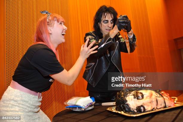 Cake artist Johanna Wyss and Alice Cooper attend a special screening of "Wayne's World" at Jay Pritzker Pavillion on September 5, 2017 in Chicago,...