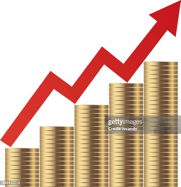wealth increasing - gold medal white background stock illustrations