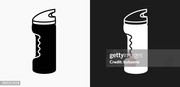 sport bottle icon on black and white vector backgrounds - kitchen rendering stock illustrations
