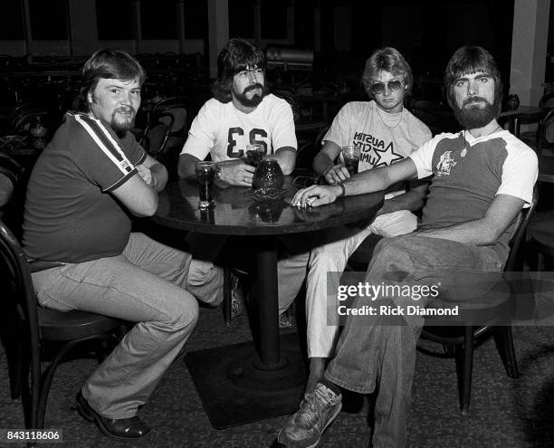 Birmingham Country Group Alabama L/R: Jeff Cook, Randy Owen, Mark Herndon and Teddy Gentry open "My Home Is Alabama" Nightclub in Birmingham Alabama...