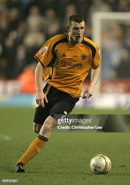 Neil Collins of Wolverhampton Wanderers runs with the ball during the Coca-Cola Championship match between Wolverhampton Wanderers and Preston North...