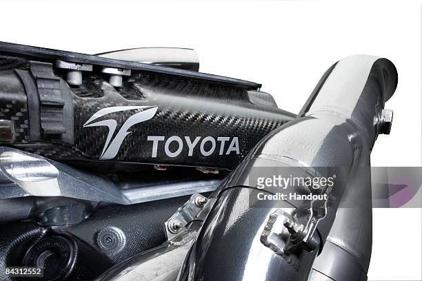 In this handout picture a detail of the engine of the new TF109 is seen during the Panasonic Toyota Formula One Grand Prix team launch of the TF109...