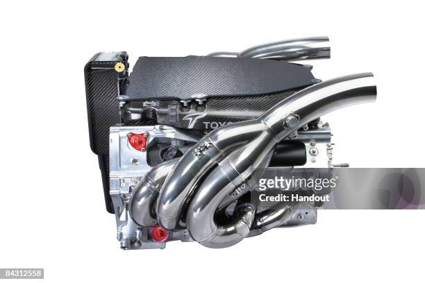 In this handout picture the engine of the new TF109 is seen during the Panasonic Toyota Formula One Grand Prix team launch of the TF109 race car for...