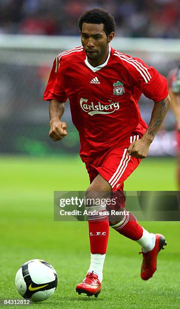 Jermaine Pennant of Liverpool in action during a pre season friendly match between Hertha BSC Berlin and FC Liverpool at the Olympic stadium on July...